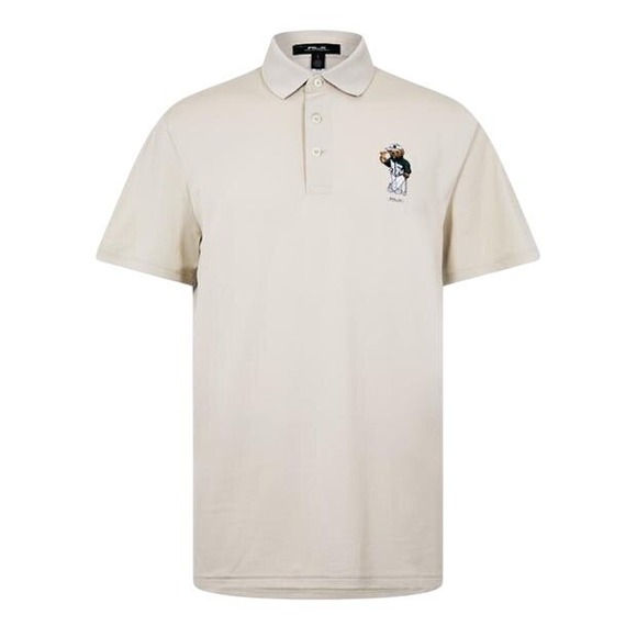 RLX Ralph Lauren Golf Pique Polo Shirt White Golf Bear Mens Size Large